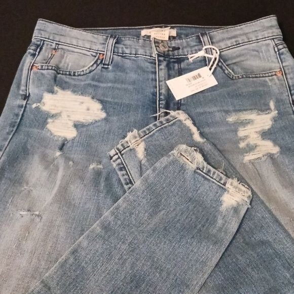 NEW Comune London Mid Twig Blue Jeans in Medium Wash Factory Distressed Size 28 - Picture 8 of 13